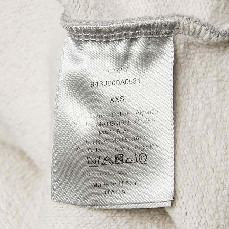 Pre Owned Dior Homme Grey Logo Embroidered Cotton Knit Hooded Sweatshirt XXS