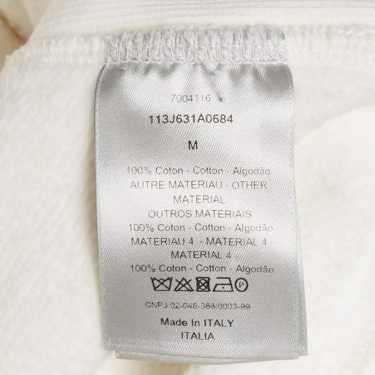 Pre Owned Dior Homme White Oblique Cotton Terry Hoodie M