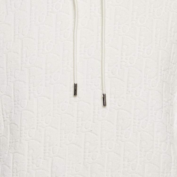Pre Owned Dior Homme White Oblique Cotton Terry Hoodie M
