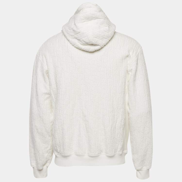 Pre Owned Dior Homme White Oblique Cotton Terry Hoodie M