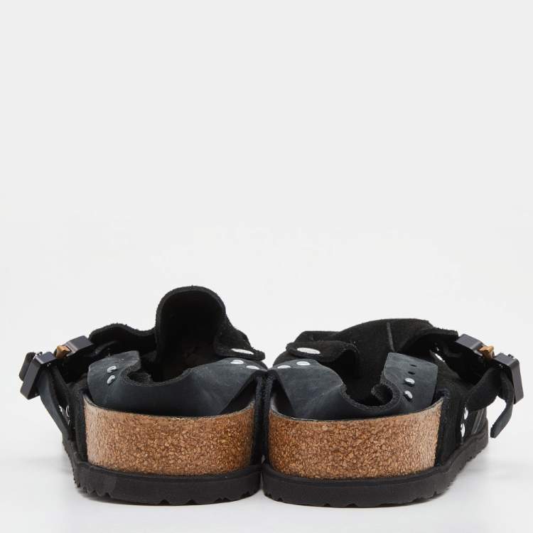 Pre Owned Dior Homme x Birkenstock Black Suede and Rubber Limited Edition Flat Slides Size 45