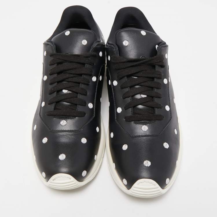 Pre Owned Dior Black Leather Polka Dot Low Top Sneakers Size 40