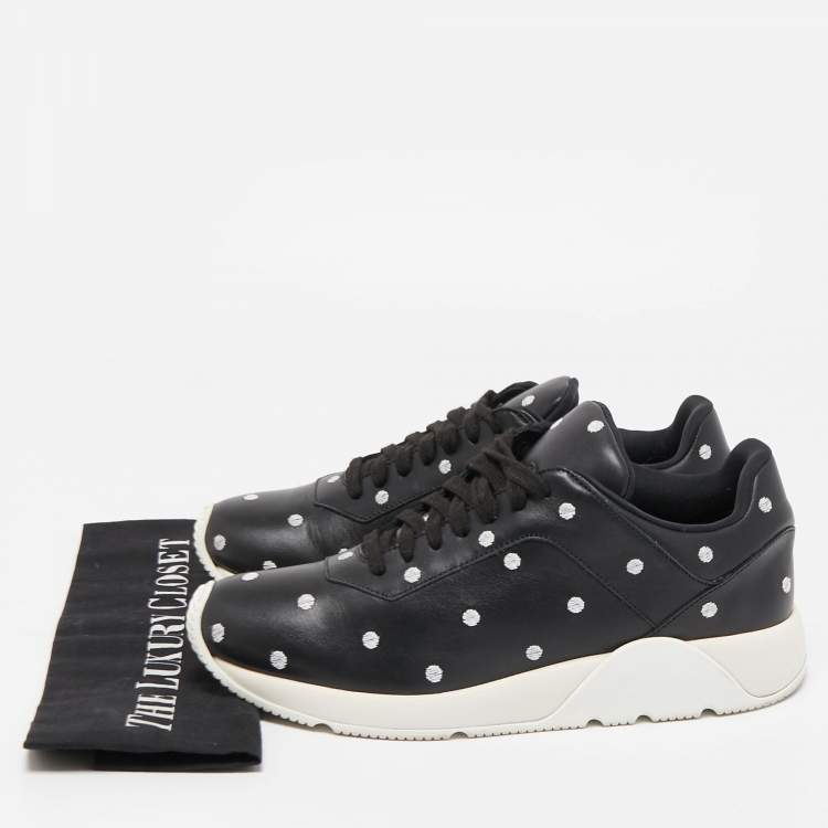 Pre Owned Dior Black Leather Polka Dot Low Top Sneakers Size 40