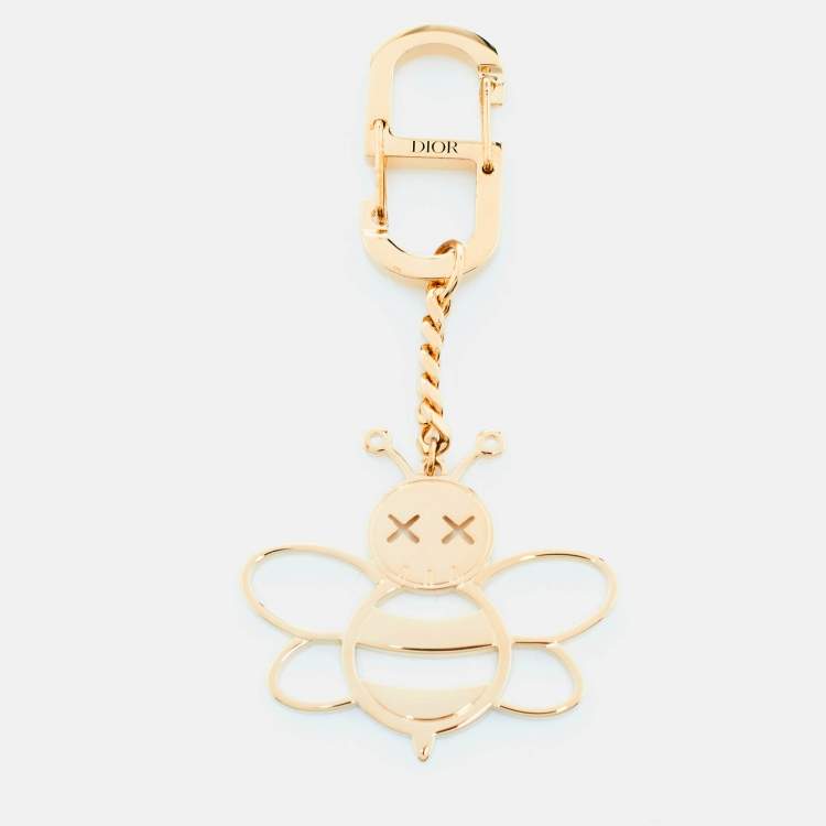 Pre Owned Dior X Kaws Bee Gold Tone Keychain