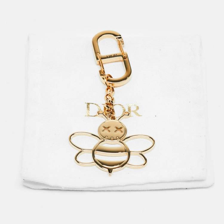 Pre Owned Dior X Kaws Bee Gold Tone Keychain