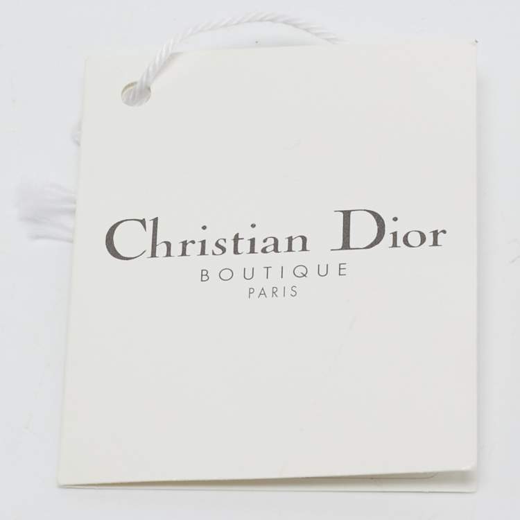 Pre Owned Dior Beige/Navy Blue Oblique Canvas and Leather Luggage Tag