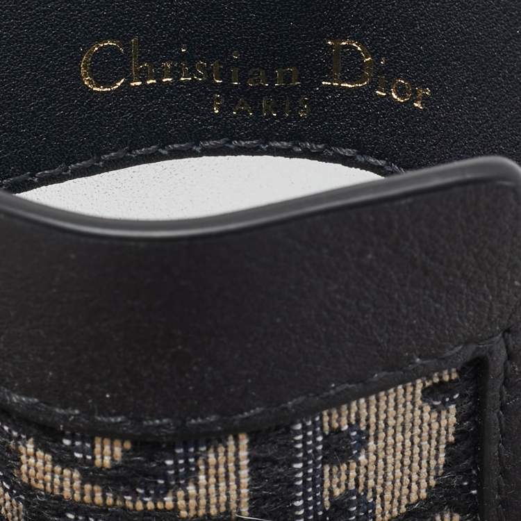 Pre Owned Dior Beige/Navy Blue Oblique Canvas and Leather Luggage Tag
