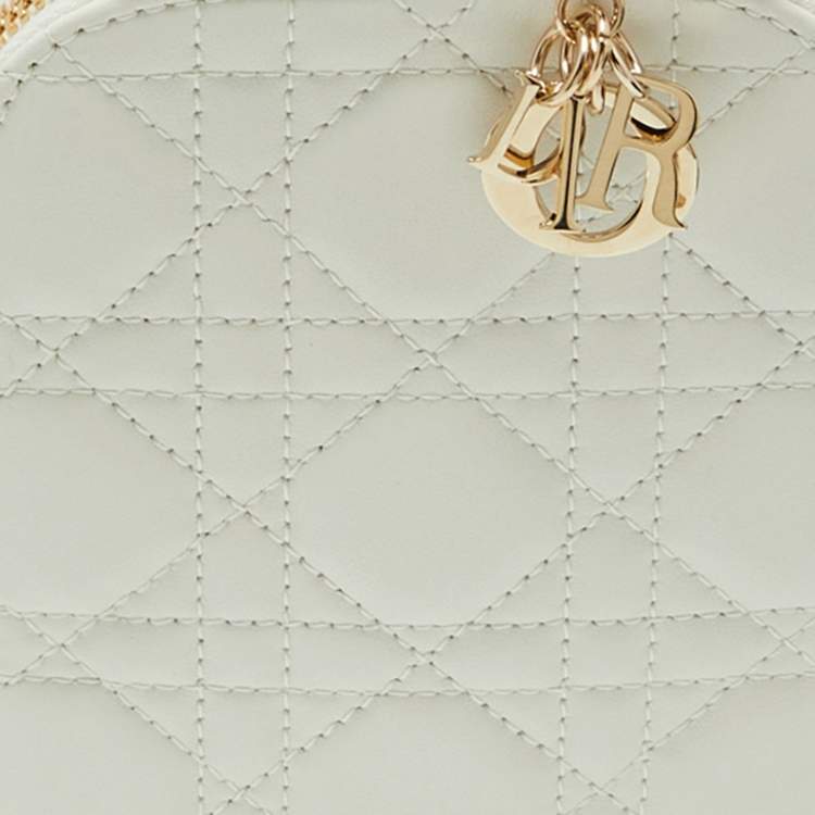 Pre Owned Dior White Cannage Leather Lady Dior Call'in Dior Phone Holder