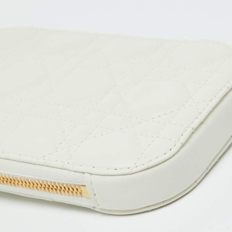 Pre Owned Dior White Cannage Leather Lady Dior Call'in Dior Phone Holder