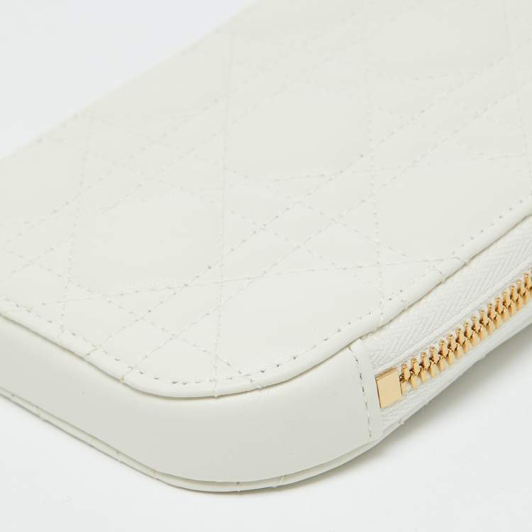 Pre Owned Dior White Cannage Leather Lady Dior Call'in Dior Phone Holder