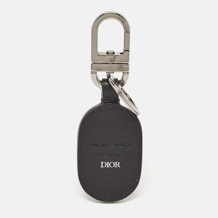 Pre Owned Dior Black Leather CD Icon Signature Key Ring
