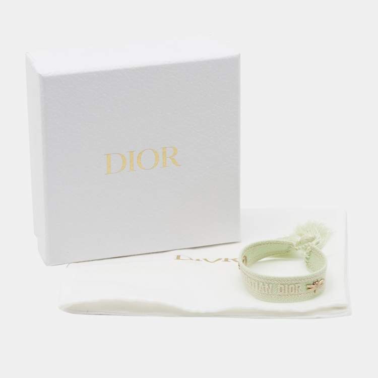 Pre Owned Dior J'Adior Bee Woven Fabric Gold Tone Bee Bracelet