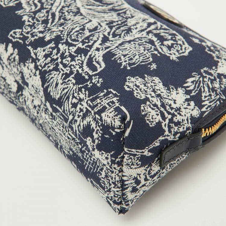 Pre Owned Dior Blue Toile de Jouy Reverse Jacquard Canvas 30 Montaigne Cosmetic Pouch