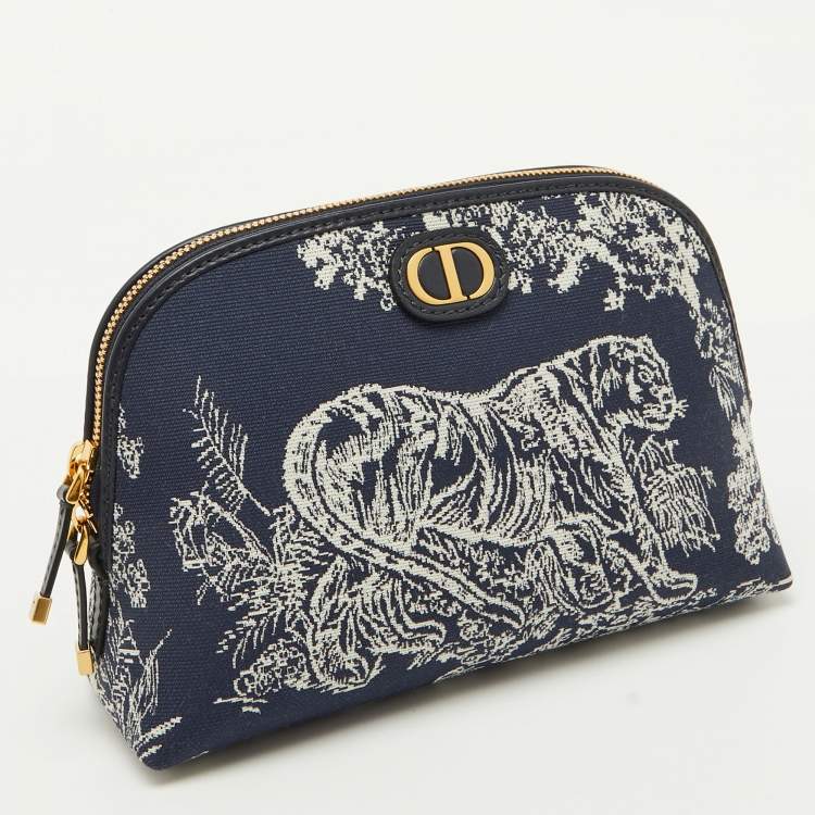 Pre Owned Dior Blue Toile de Jouy Reverse Jacquard Canvas 30 Montaigne Cosmetic Pouch