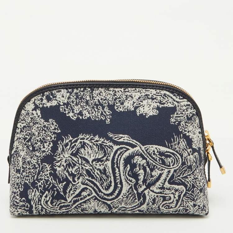 Pre Owned Dior Blue Toile de Jouy Reverse Jacquard Canvas 30 Montaigne Cosmetic Pouch