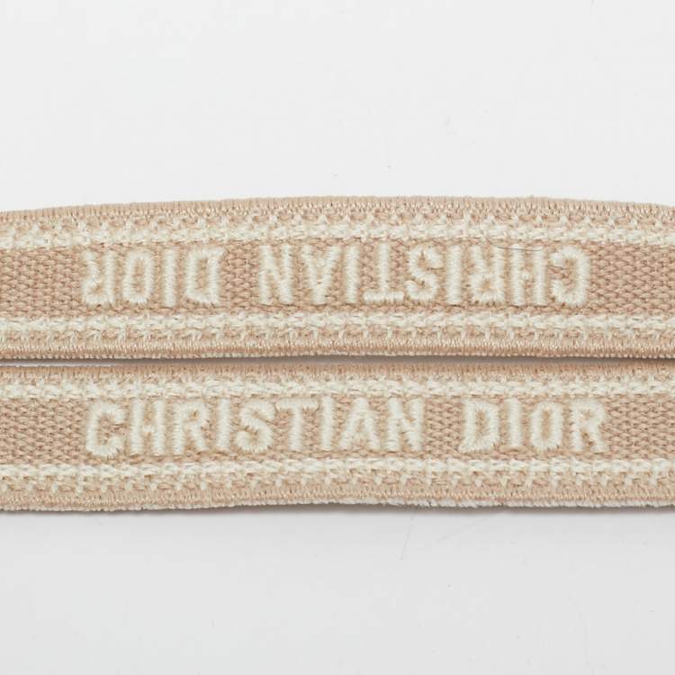 Pre Owned Dior Beige Logo Embroidered Woven Sunglasses Strap