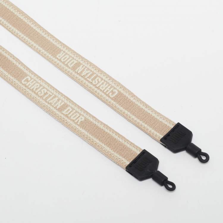 Pre Owned Dior Beige Logo Embroidered Woven Sunglasses Strap