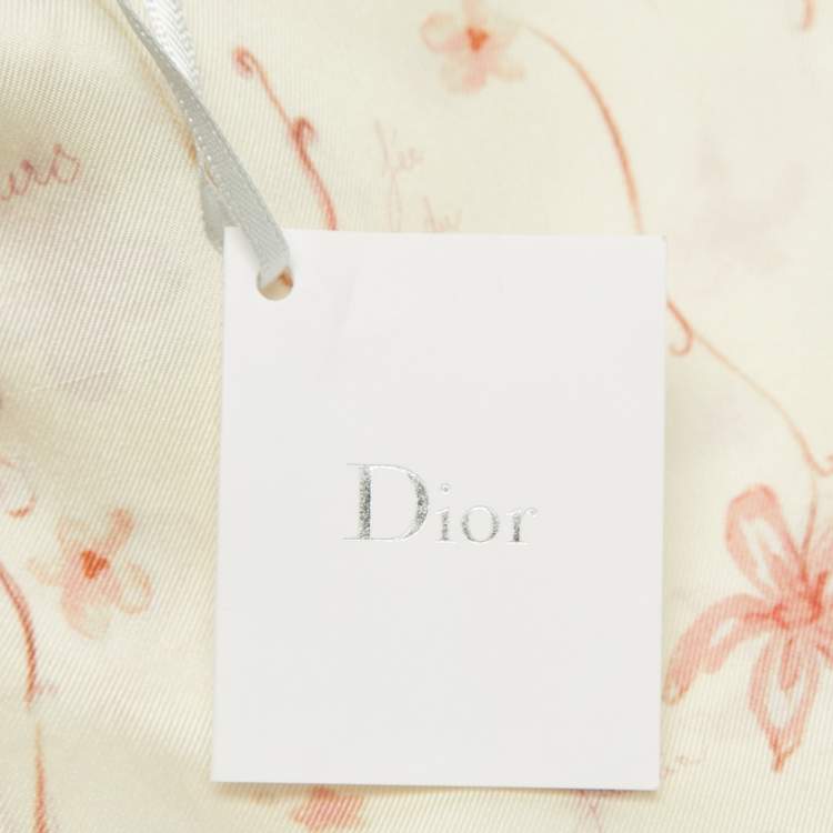Pre Owned Dior Ivory White Floral Print Silk Square Scarf 