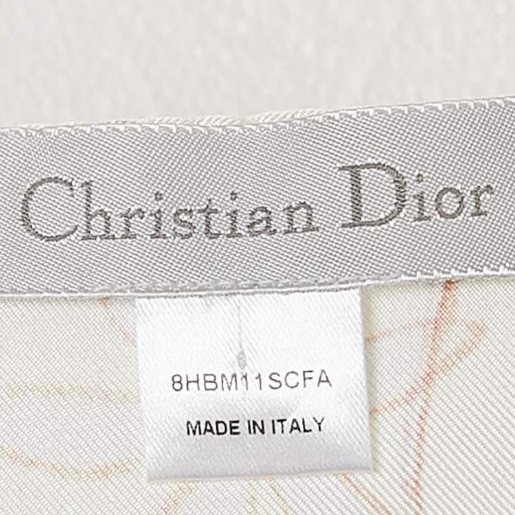 Pre Owned Dior Ivory White Floral Print Silk Square Scarf 