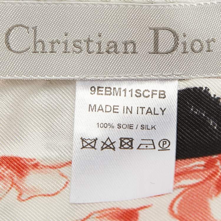 Pre Owned Dior White Floral Hello Dior Print Silk Bandana Scarf 