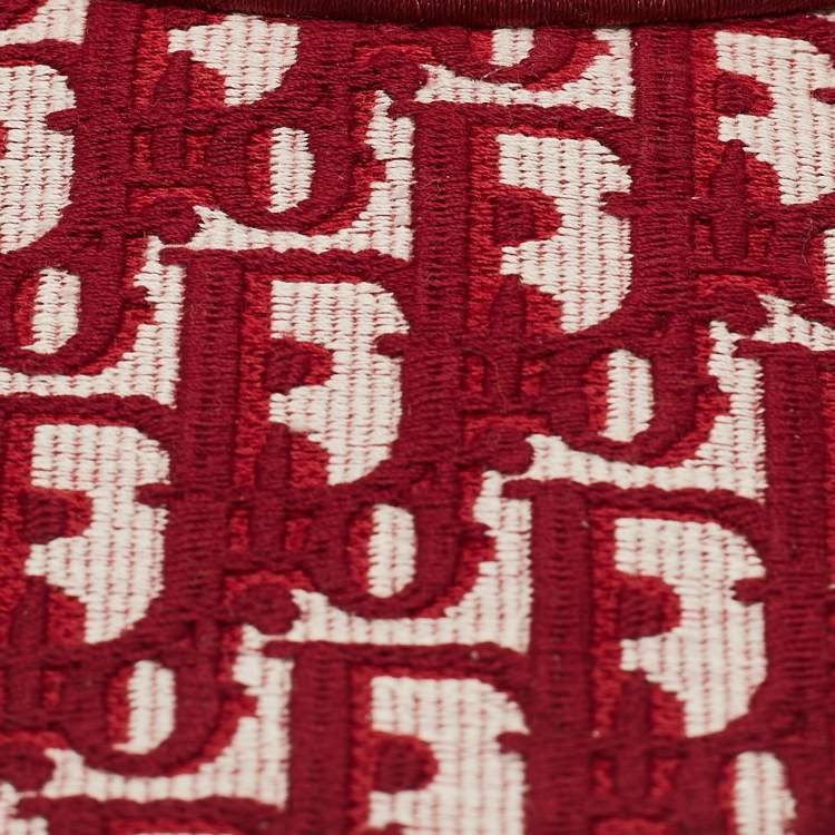 Pre Owned Dior Red Oblique Jacquard Canvas Visor Cap