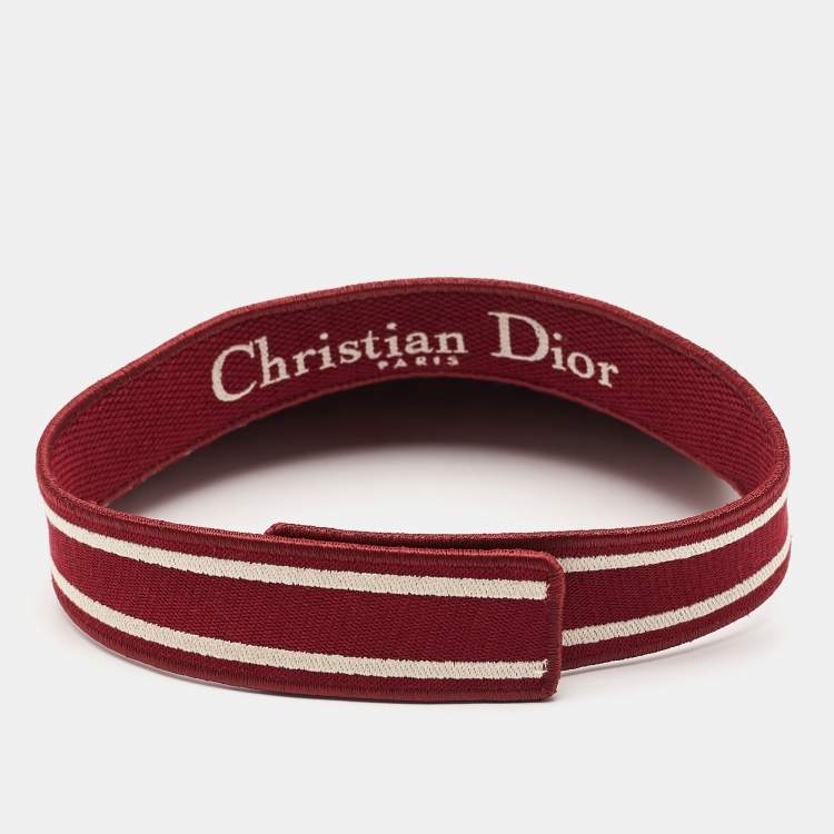 Pre Owned Dior Red Oblique Jacquard Canvas Visor Cap