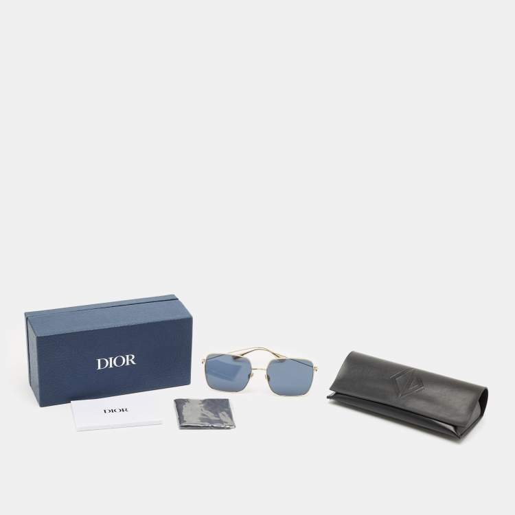 Pre Owned Dior Blue/Gold Tone Stellaire1 Square Sunglasses