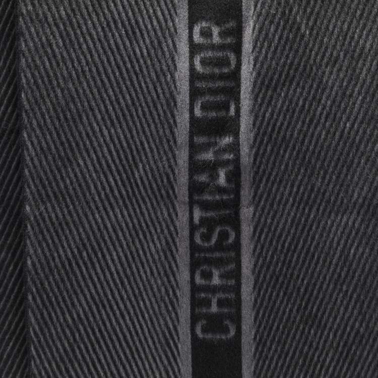Pre Owned Christian Dior Grey Camel wool Fringed Scarf