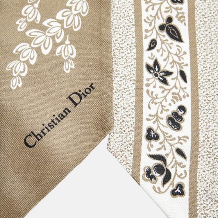 Pre Owned Dior Beige Butterfly Print Silk Mitzah Scarf 