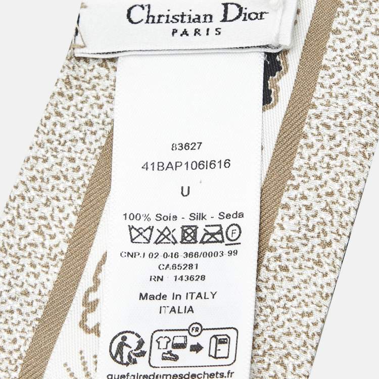 Pre Owned Dior Beige Butterfly Print Silk Mitzah Scarf 