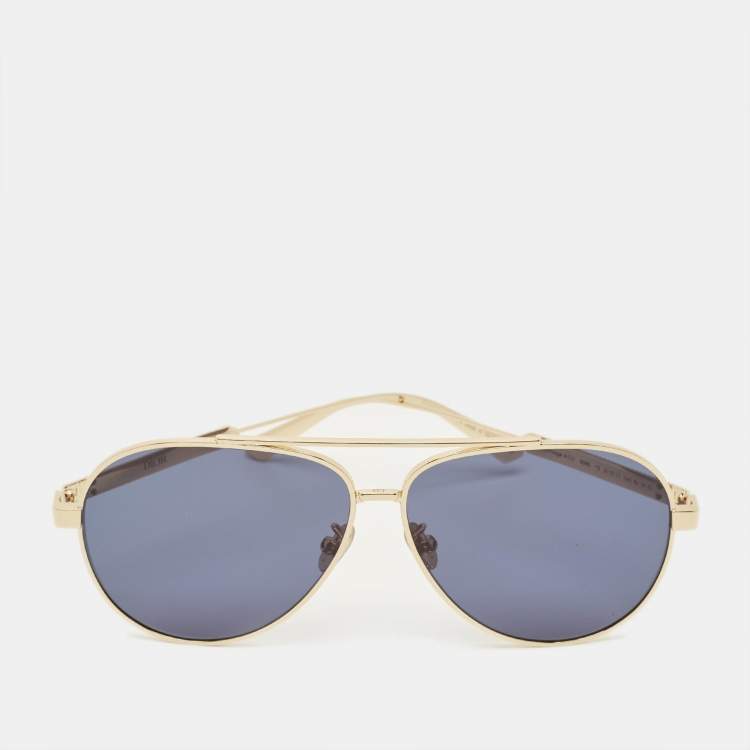 Pre Owned Dior Blue/Gold Tone DiorCannage A1U Aviator Sunglasses