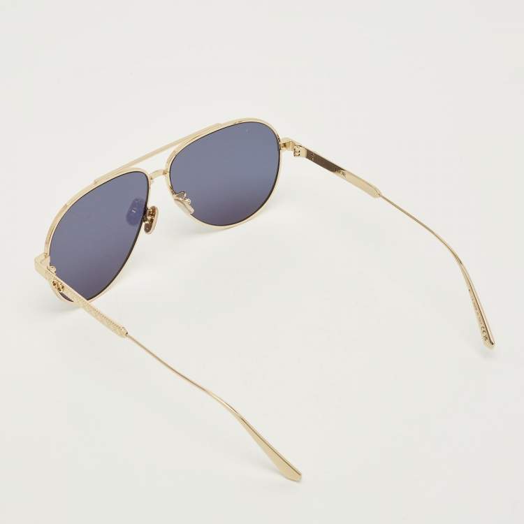 Pre Owned Dior Blue/Gold Tone DiorCannage A1U Aviator Sunglasses