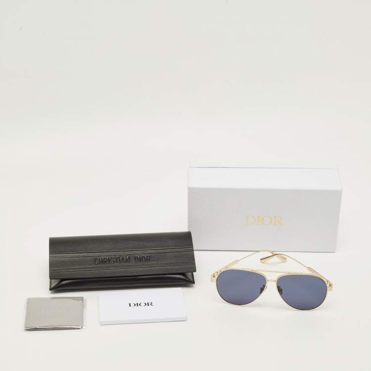 Pre Owned Dior Blue/Gold Tone DiorCannage A1U Aviator Sunglasses