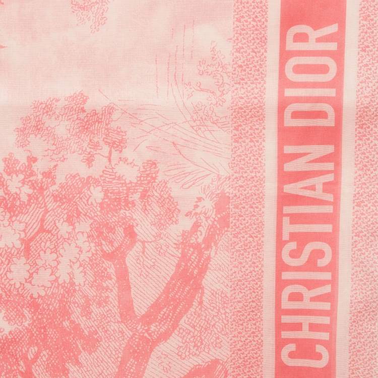 Pre Owned Dior Rose Paréo Toile de Jouy Sauvage Cotton Scarf
