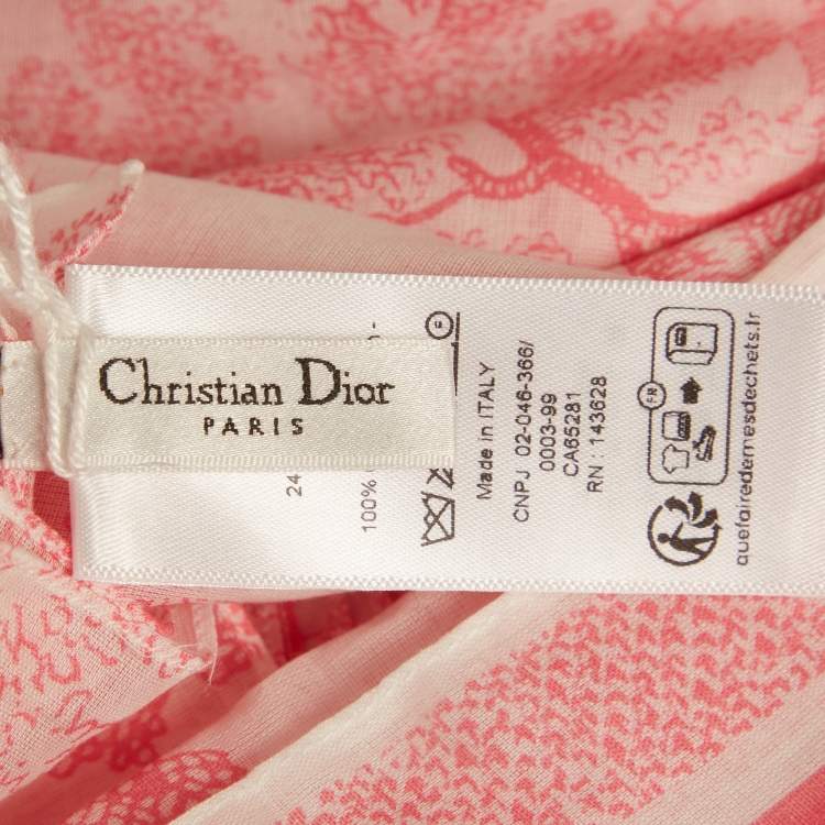 Pre Owned Dior Rose Paréo Toile de Jouy Sauvage Cotton Scarf