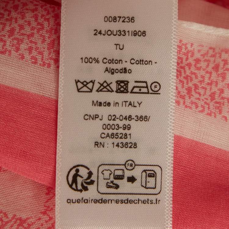 Pre Owned Dior Rose Paréo Toile de Jouy Sauvage Cotton Scarf