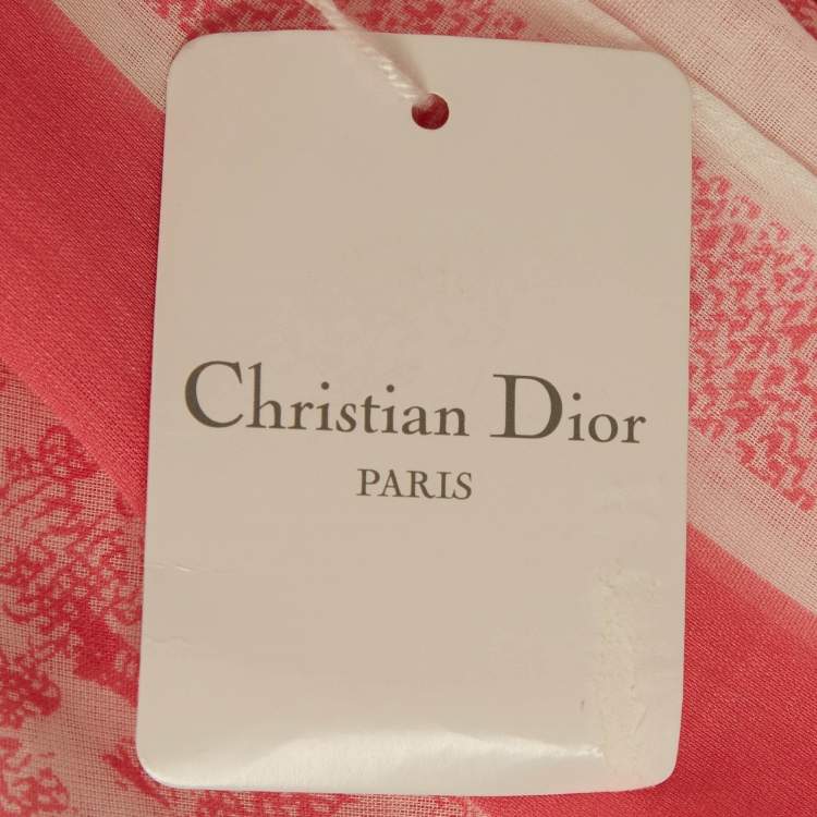 Pre Owned Dior Rose Paréo Toile de Jouy Sauvage Cotton Scarf