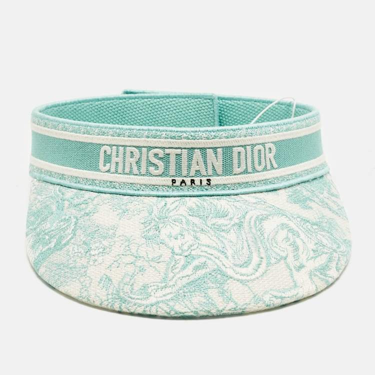 Pre Owned Dior Sea Green Toile de Jouy Canvas Smash Visor