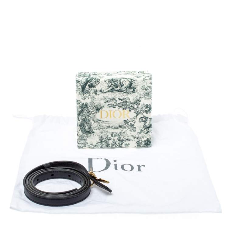 مملوكة مسبقًا Dior Black Leather D-Bee Buckle Slim Belt L