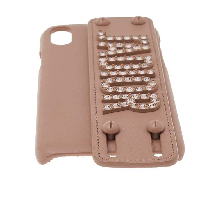 Pre Owned Dior Peach Leather J'Adior iphone XS Cover