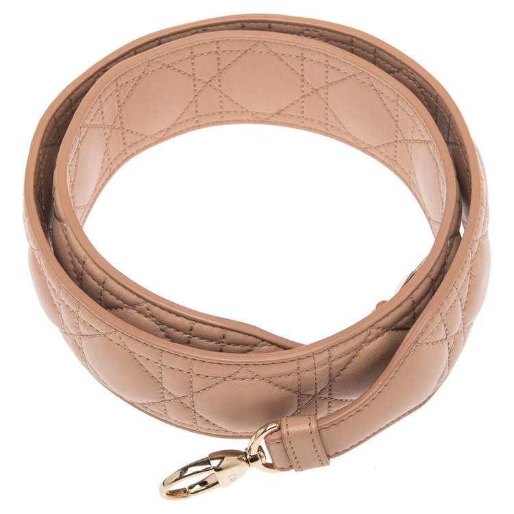 Pre Owned Dior Beige Cannage Leather Shoulder Strap 