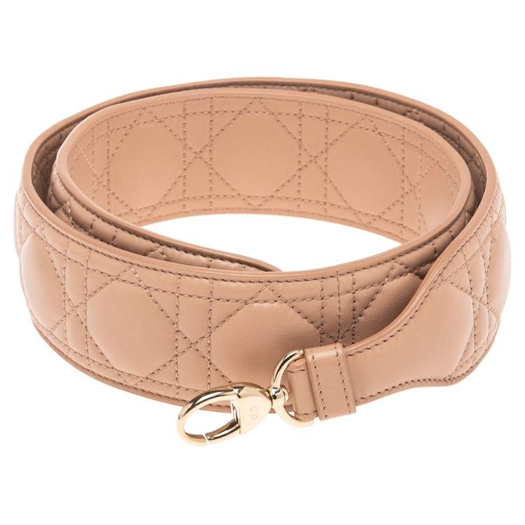 Pre Owned Dior Beige Cannage Leather Shoulder Strap 