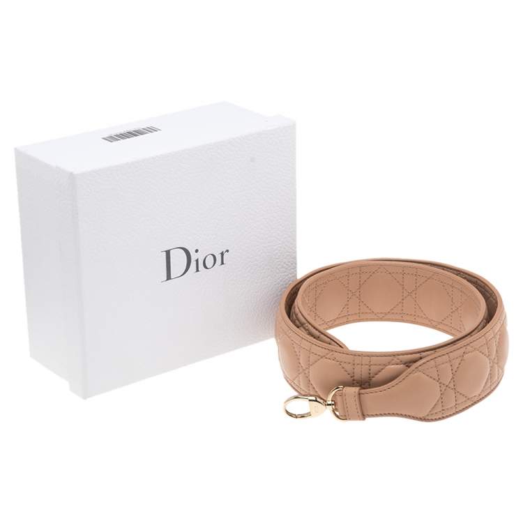 Pre Owned Dior Beige Cannage Leather Shoulder Strap 