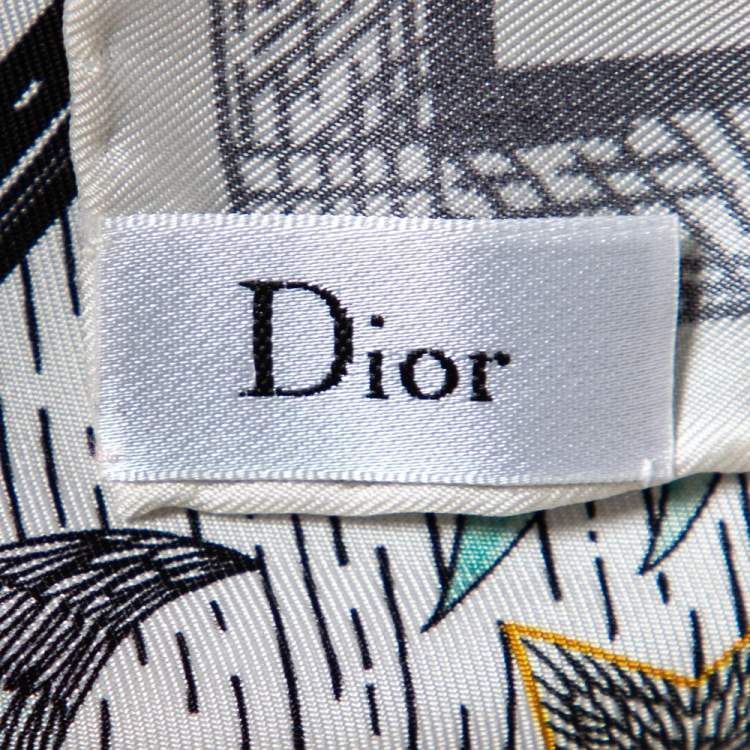 Pre Owned Dior Multicolored La Lune Print Square Silk Scarf 