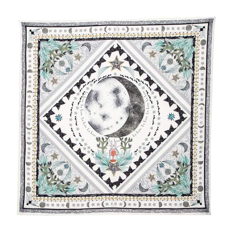Pre Owned Dior Multicolored La Lune Print Square Silk Scarf 