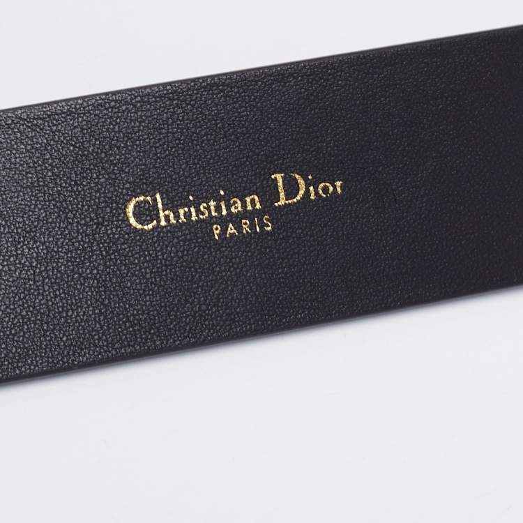 Pre Owned Dior Black Leather CD Logo Buckle Belt 70CM