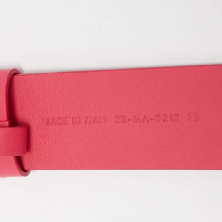 Pre Owned Dior Pink Smooth Leather CD Logo Waist Belt 75CM