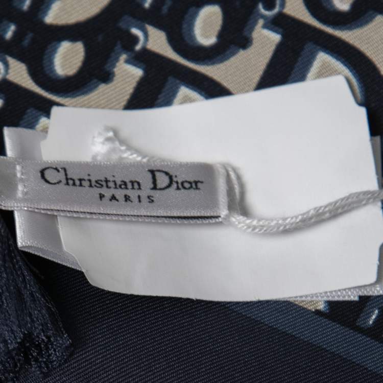 Pre Owned Dior Navy Blue Oblique Silk Stole