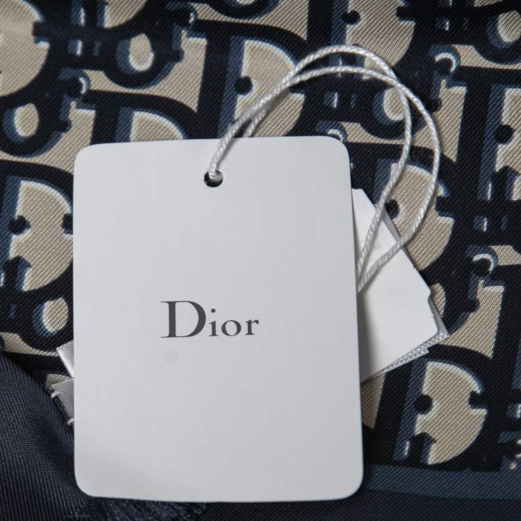 Pre Owned Dior Navy Blue Oblique Silk Stole