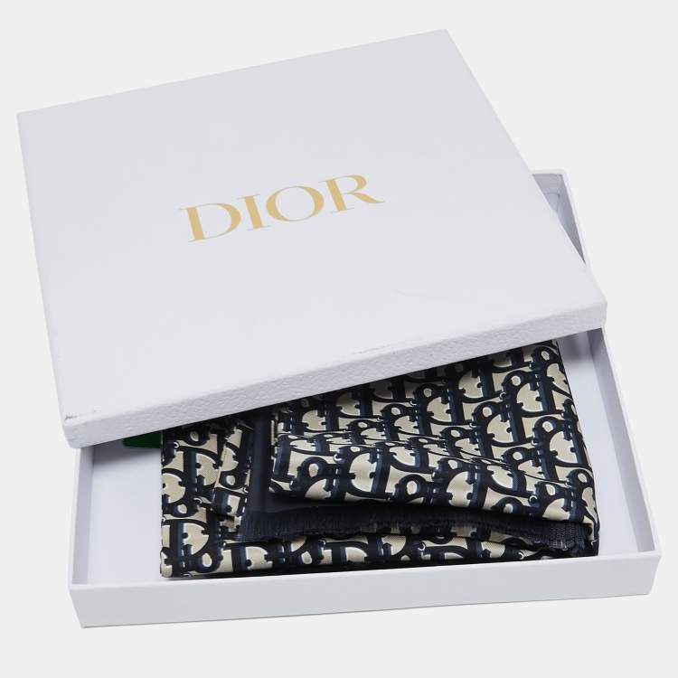 Pre Owned Dior Navy Blue Oblique Silk Stole